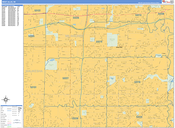 West Allis, WI Zip Code Map